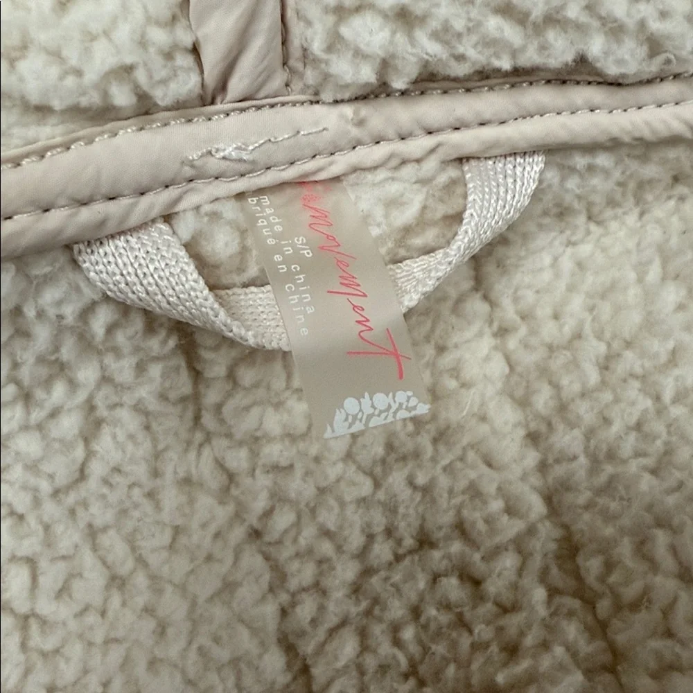 Free People movement Mountain High hoodie lilac beige fleece small - Picture 4 of 5